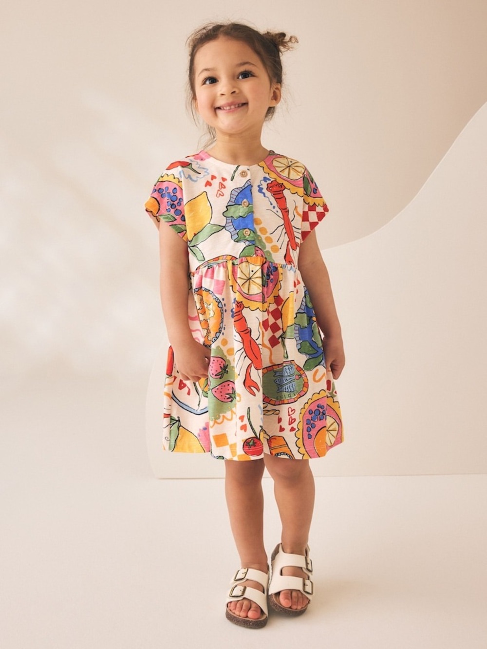 NEW WITH TAGS next 🦞 Bright Amalfi Jersey Dress size 2-3